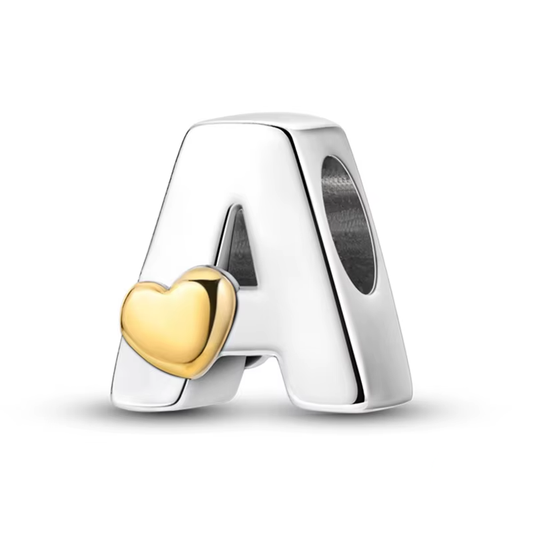 Serafinn Heart Letter A Silver Charm