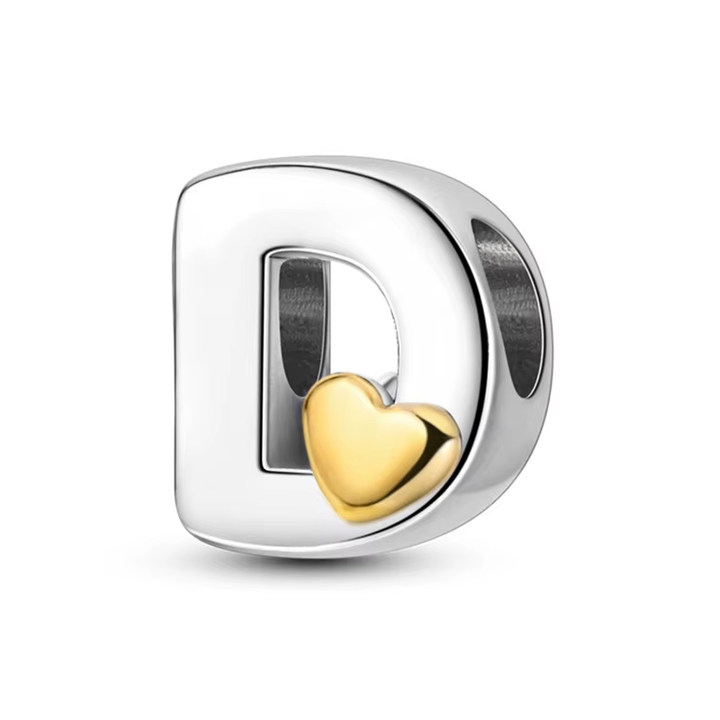 Serafinn Heart Letter D Silver Charm