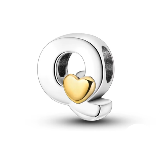 Serafinn Heart Letter Q Silver Charm