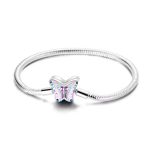 Serafinn Pink Butterfly Silver Bracelet