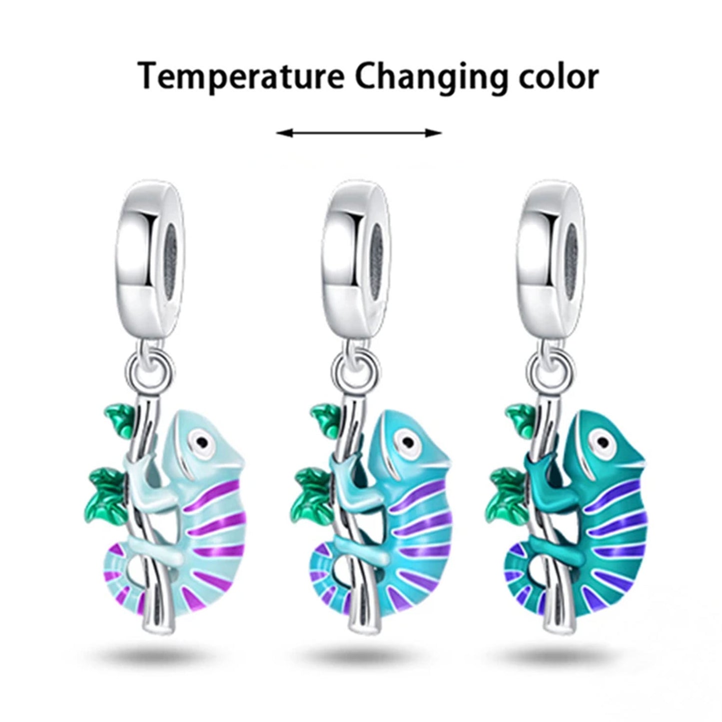 Serafinn Color-Changing Chameleon Silver Charm