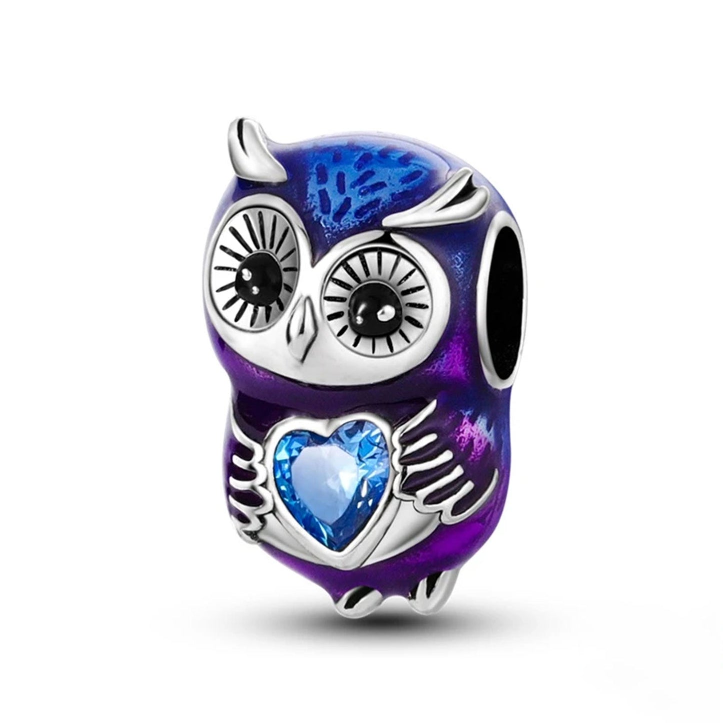 Serafinn Gradient Purple Owl Silver Charm