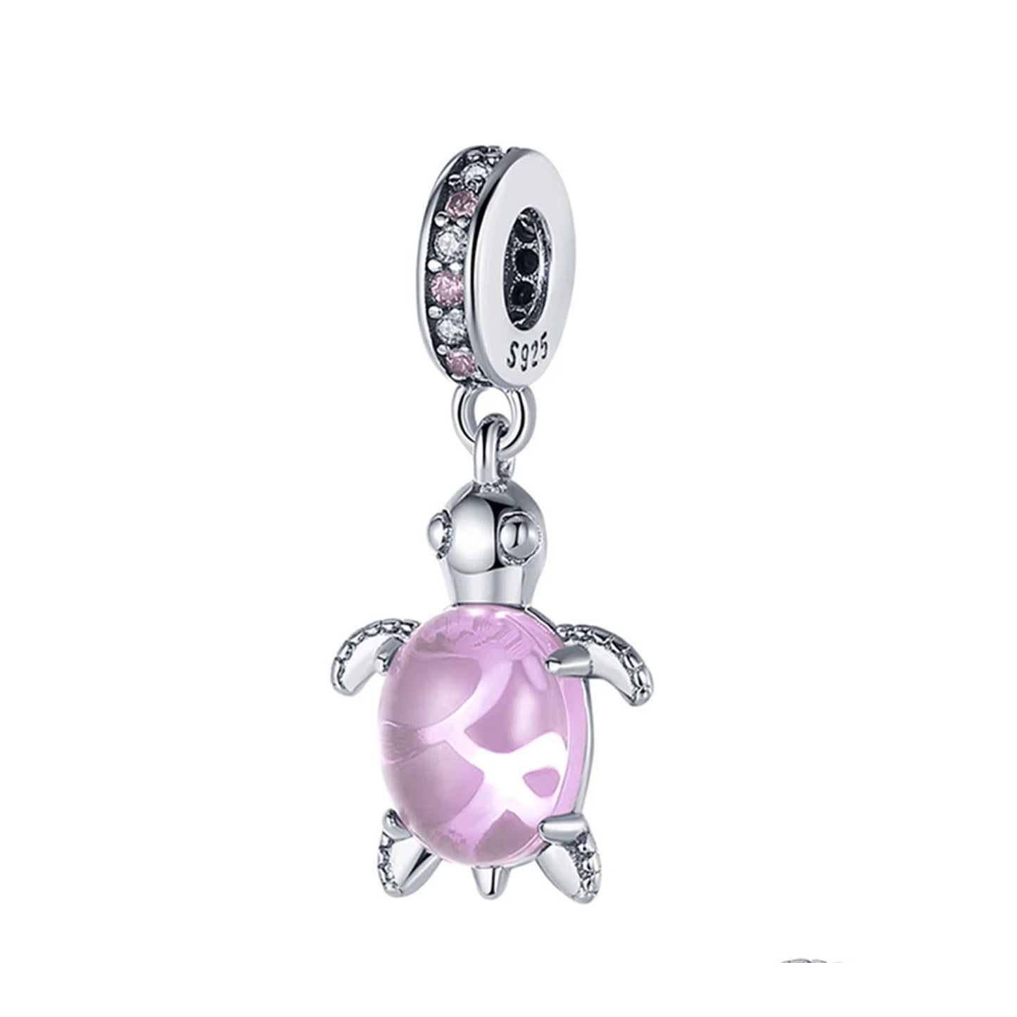 Serafinn Fancy Pink Turtle Silver Charm